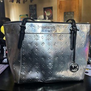 Michael kors silver tote bag